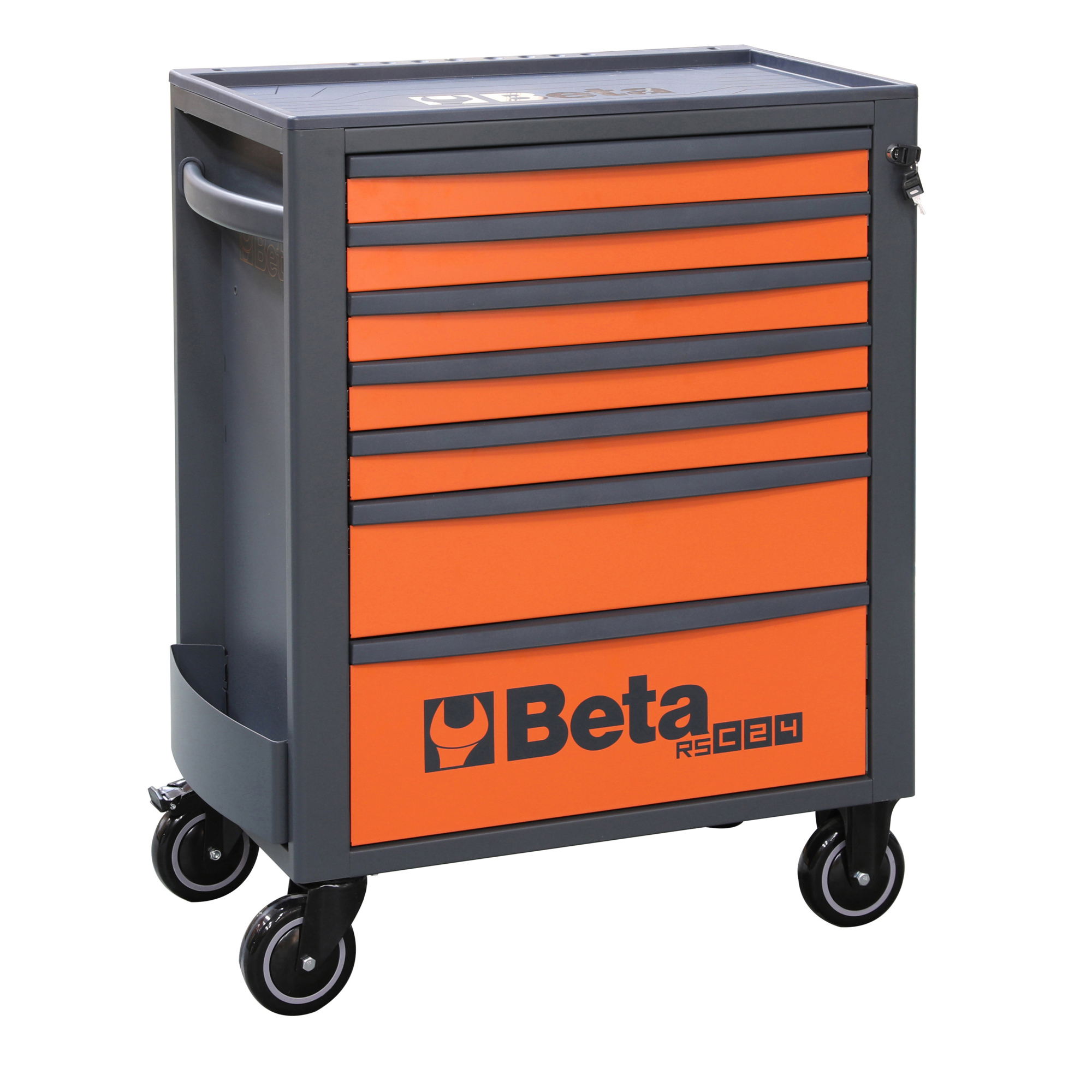Beta, Heavy Duty 7 -Drawer Rolling Tool Cabinet, Width 29.14 in, Height 38.15 in, Color Orange, Model# RSC24/7-O